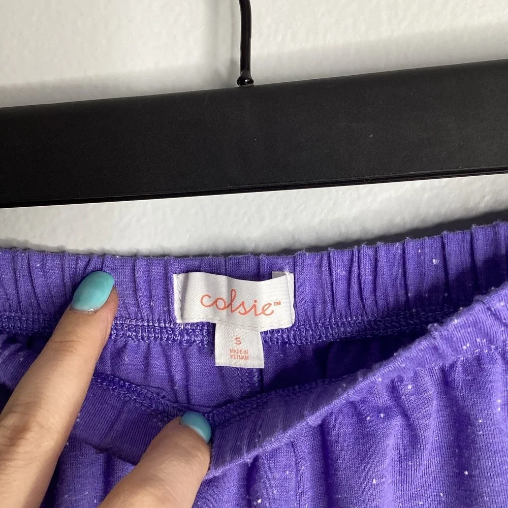 Colsie Lounge Set Womens Small Purple Space‎ Dye Tank Top Shorts Excellent Cami